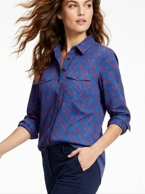 Tommy Hilfiger Dark Teal Anchor Print Tunic Shirt NWOT | High Low Hem | M